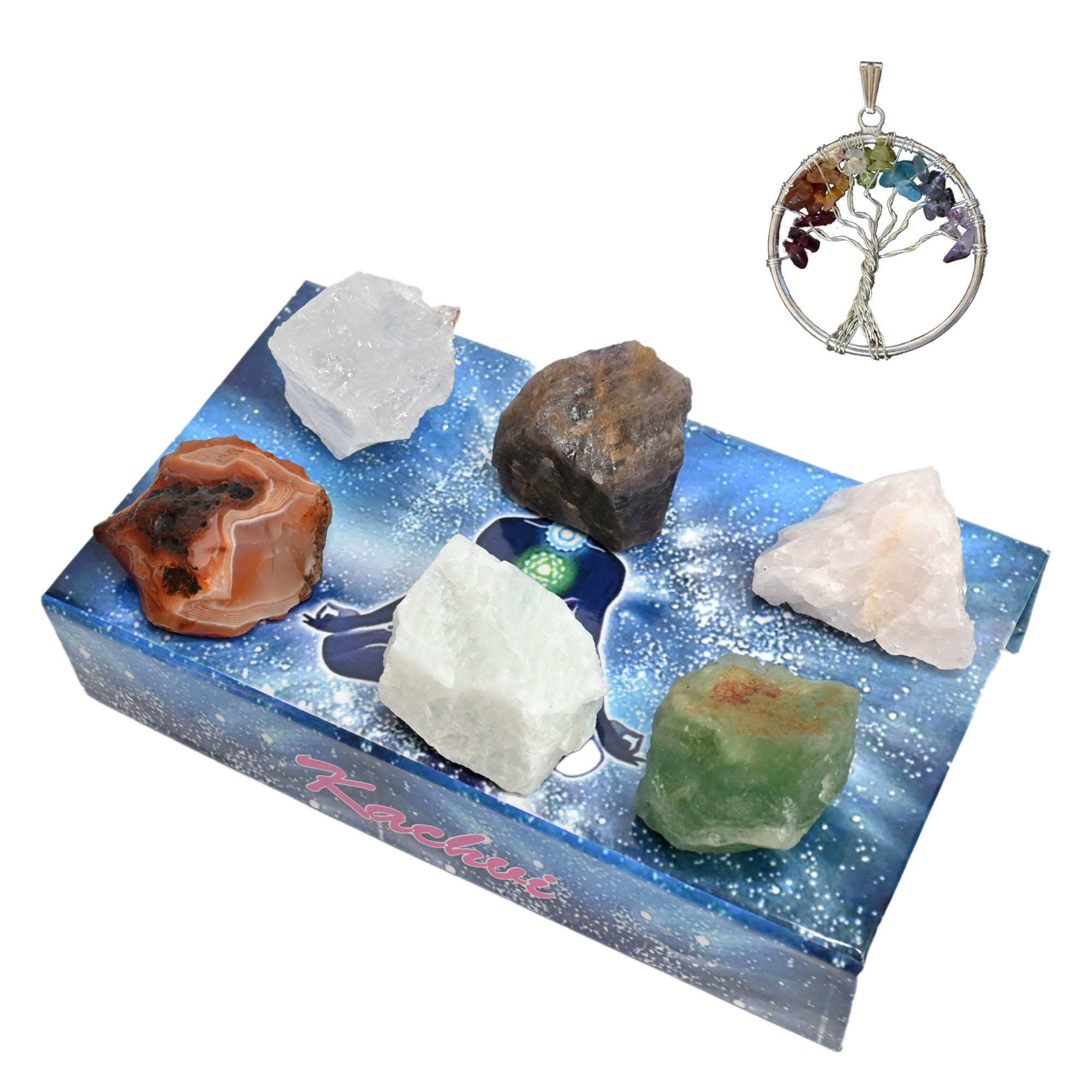 KACHVI Crystal Pisces Gifts-Zodiac Signs Stones to Complement The Birthstones-Natural Healing Crystals with Horoscope Box Set