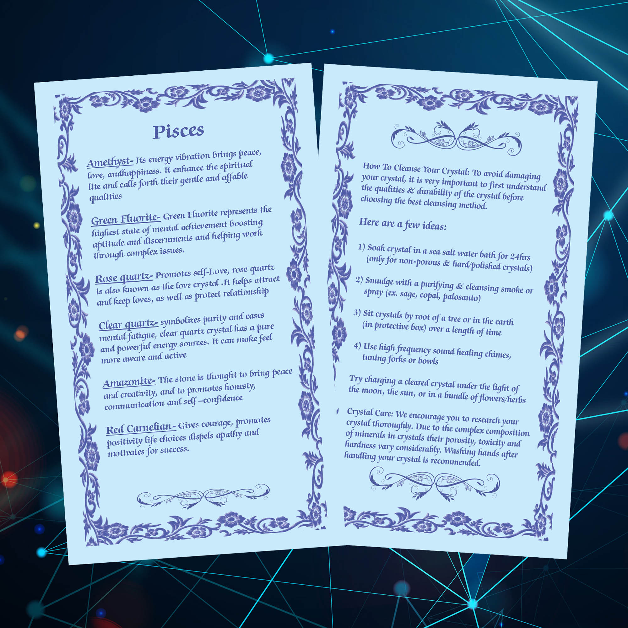 KACHVI Crystal Pisces Gifts-Zodiac Signs Stones to Complement The Birthstones-Natural Healing Crystals with Horoscope Box Set